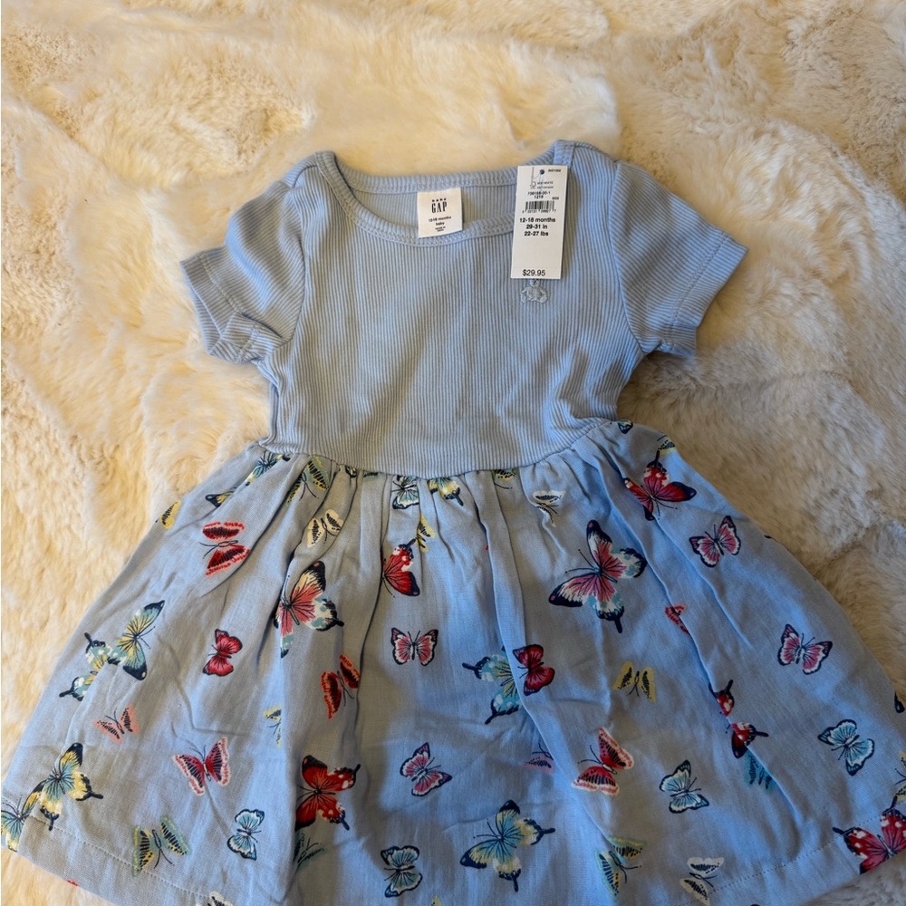 Gap Kids  NWT Blue Butterfly Print Dress size 2